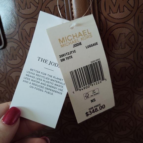 NWT Michael Kors Jodie Sm Tote Tan Recycled Materials - Picture 4 of 9